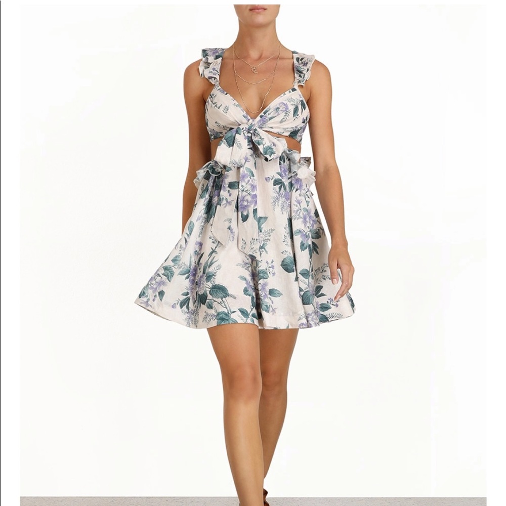 Zimmerman / Cassia Ruffle Mini Dress / Size 1